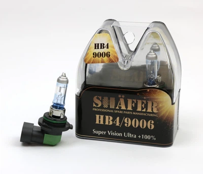 Лампа галогеновая HB4/9006 Super Vision Ultra +100% (комплект, пластиковый бокс 2шт) SL3015 Shafer