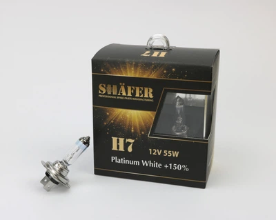 Лампа галогеновая H7 12V55W Platinum White +150% (комплект, картонный бокс 2шт) SL3007P Shafer
