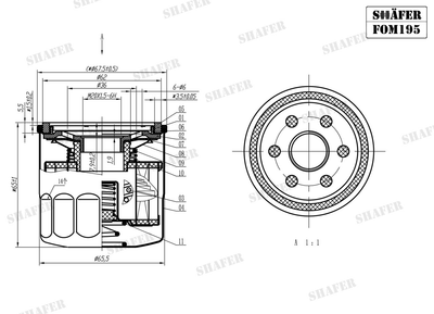 Фильтр масляный Kia, Mazda, Honda, Subaru D=68mm, H=66mm, M20x1.5 FOM195 Shafer