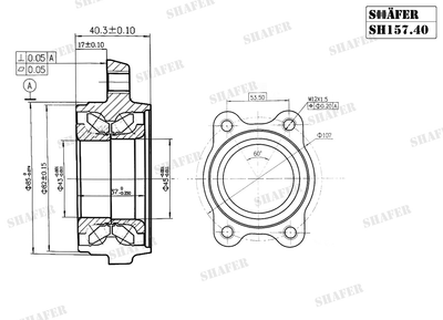 Подшипник передний Audi A6, 04-11, (43x45x130.5), ABS+, монт. ккт.+ SH157.40K Shafer