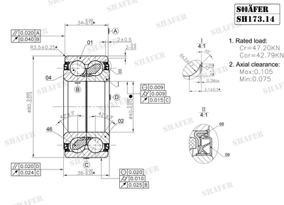 Подшипник передний MMC Galant III-IV, Carisma DA, Space Wagon N3, Hyundai Sonata 88-06, (34x40x80) SH173.14 Shafer