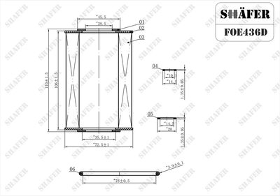 Фильтр масляный Hyundai Santa Fe I-II, I30, Tucson, Sonata V, Magentis, Sportage, 2.0D-2.2D, 03- FOE436D Shafer