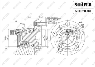 Ступица задняя Mazda 3, 5, 03-13, ABS+ SH170.36 Shafer