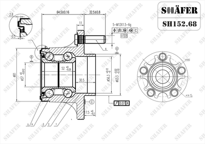 Ступиця задня Ford Transit Connect II, 02-13, ABS 48z+ SH152.68 Shafer
