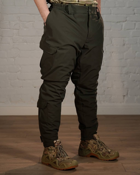 Зимові тактичні штани SoftShell з утеплювачем ХОЛОСОФТ олива теплі водонепроникаючі M - (48)