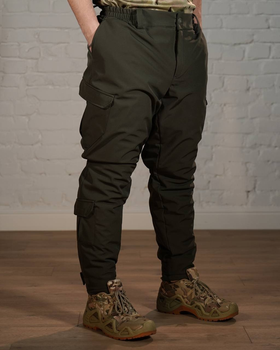 Зимові тактичні штани SoftShell з утеплювачем ХОЛОСОФТ олива теплі водонепроникаючі S - (46)