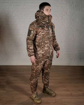 Зимова військова форма SoftShell з утеплювачем ХОЛОСОФТ піксель бушлат та штани розмір S - (46)