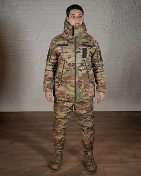 Зимова військова форма SoftShell з утеплювачем ХОЛОСОФТ мультикам маскувальний костюм штани і бушлат XXXL - (56)