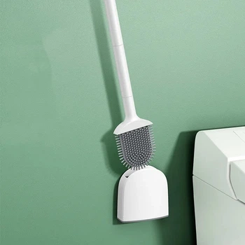 Гибкая силиконовая щетка для унитаза с держателем Cleaner Toilet Brush Bell 386