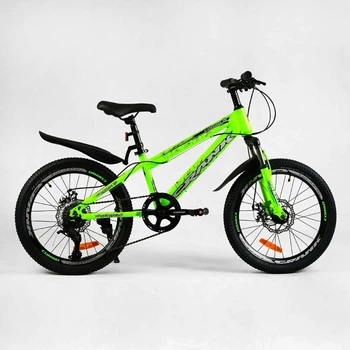 Детский спортивный велосипед 20’’ CORSO «Crank» CR-20602 стальная рама, оборудование Saiguan 7 скоростей, крылья, собран на 75%