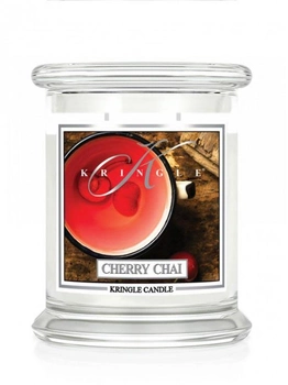 Średnia świeca zapachowa Kringle Candle Cherry Chai z dwoma knotami 411 g (846853069272)