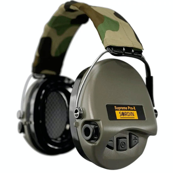 Навушники активні тактичні шумоподавлюючі Sordin Supreme Pro X з LED ліхтарем Оливковий (Ranger Green)