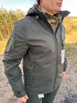 Тактическая куртка хаки COMBAT Боевой софтшел Soft-Shell на флисе для женщин S L