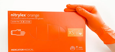 Перчатки нитриловые Nitrylex XS Оранжевые 100 шт
