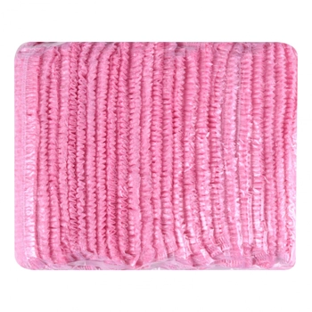 Шапочки одноразові «кульбабка», Etto, поліетилен, рожевий 100шт.