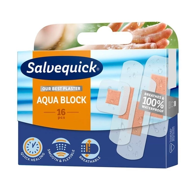 Пластир Salvequick Aqua Block водонепроникний 16 шт (7310610014032)