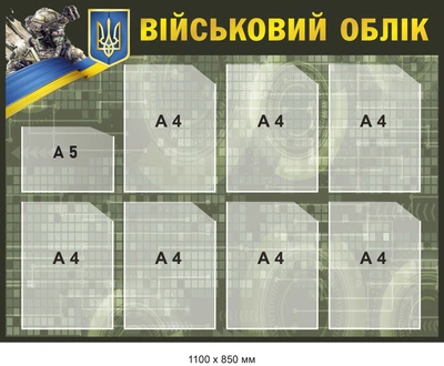 Стенд військовий облік піксельний фон 110х85 см
