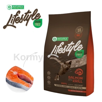 Сухой корм для стерилизованных кошек беззерновой с лососем и крылем Nature's Protectiоn Lifestyle Grain Free Salmon with krill Sterilised 1,5 кг (NPLS45798)