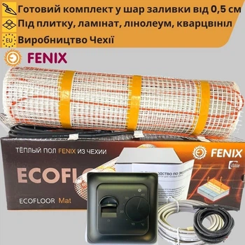 Нагревательный мат Fenix LDTS 5,1 м² +терморегулятор механический черный. Комплект теплого пола под плитку