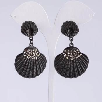 Сережки вечірні черепашки чорні, довжина 5, 5 см, ida13958
