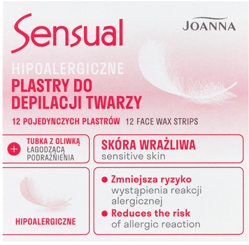 Набір Joanna Sensual Пластирі для депіляції обличчя гіпоалергенні 12 шт + заспокійлива олія 10 мл (5901018020378)