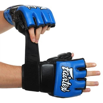 Перчатки для смешанных единоборств кожаные Fairtex Heroe 0582 размер M Blue-Black