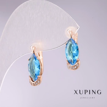 Серьги Xuping с голубыми камнями 18х6мм позолота, ida56707