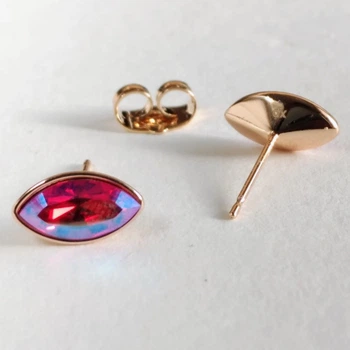 Сережки Xuping пусети кульчики з кристалами Swarovski зерно колір червоний блакитний хамелеон, діаметр 6х11мм позолота, ida55642