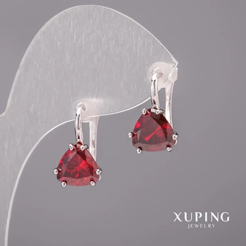 Серьги Xuping с красными камнями 10х17мм родий, ida57006