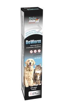 AnimAll VetLine DeWorm ДеВорм антигельминтный препарат в виде суспензии для собак и кошек, 10 мл