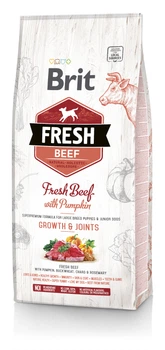 Сухой корм для собак Brit Fresh Growth and Joints для щенков и юниоров больших пород собак с говядиной и тыквой, 12 кг