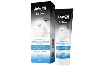 Фитопаста AnimAll VetLine Beauty Hair&Skin для улучшения качества шерсти у кошек, 100 г