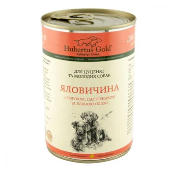 Консервы для собак Hubertus Gold (Хубертус Голд) Говядина с Яблоком и Пастернаком для щенков, 400 г