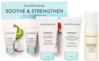 Набір BareMinerals Soothe & Strengthen Mini Clean Skincare Trio гель для вмивання 30 мл + крем для обличчя 30 г + сироватка для обличчя 15 мл (194248010638)