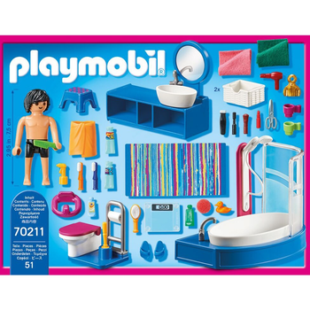 Ігровий набір з фігуркою Playmobil Dollhouse Ванна з душовою кабіною (4008789702111)