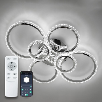 Люстра світлодіодна стельова LUMINARIA EUROPA 132W 6R 790/560 CHROME/ICE 220V IP20 з пультом ДУ