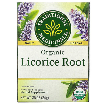 Органический корень солодки Traditional Medicinals "Organic Licorice Root" лакрица без кофеина (16 чайных пакетиков / 24 г)
