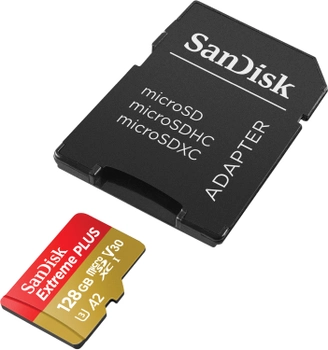 Karta pamięci SanDisk Extreme PLUS microSDXC 128GB Class 10 V30 + SD-adapter (SDSQXBD-128G-GN6MA)