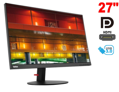 Монитор Lenovo ThinkVision P27q-10 / 27" (2560x1440) IPS / 2x HDMI, 1x miniDP, 2x DisplayPort, 4x USB 3.0, 1x Audio / VESA 100x100 б/у