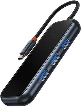 USB-хаб Baseus AcmeJoy 4-Port Type-C HUB Adapter (Type-C to USB3.0 х 3+Type-C PD&Data) Dark Grey (WKJZ010013)