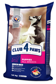 Cухий корм CLUB 4 PAWS PREMIUM Клуб 4 лапи для цуценят всіх порід КУРКА, 14 кг