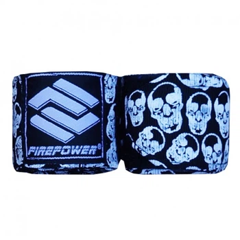 Бинты боксерские эластичные Firepower FPHW7 Черные с черепами 4м