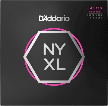 Струны для бас-гитары D'Addario NYXL45130SL REGULAR LIGHT 5-STRING, SUPER LONG SCALE (45-130)