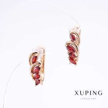 Серьги Xuping с камнями красного цвета, позолота, длина 1,5 см, толщина 6 мм, ida55713