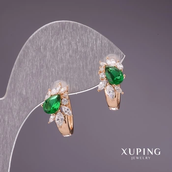 Сережки Xuping із зеленими каменями 15х9мм позолота 18к, ida55596