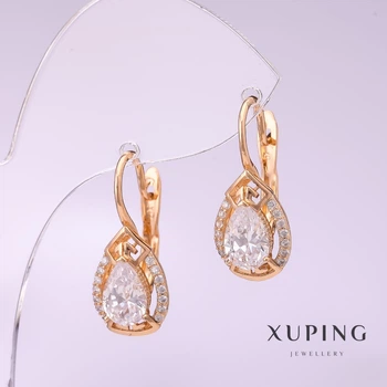 Сережки Xuping з білими каменями 24х10мм позолота 18к, ida56677