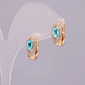 Серьги Xuping с кристаллами Swarovski голубого цвета, диаметр 15×8 мм, позолота, ida55782