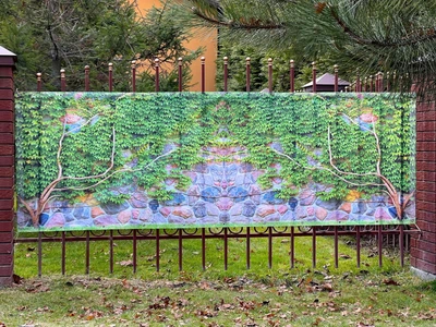 Фотосітка для огорожі та паркану "Плющ з камінням" 300х150 см