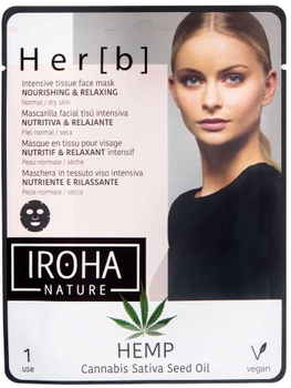 Маска Iroha nature Nourishing & Relaxing Tissue Face Mask інтенсивно живить і розслабляє Cannabis 20 г (8436036433666)