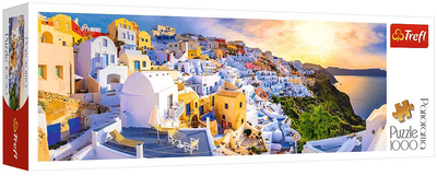 Puzzle Trefl Panorama Zachód słońca nad Santorini Grecja 97 x 34 cm 1000 elementów (5900511290547)